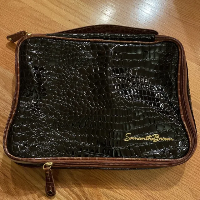 Samantha Brown Travel Bag Organizer, Embossed Croc Look, Black,  3 Packing Cubes
