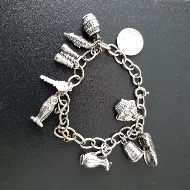 Vintage Silver Charm Bracelet With Charms