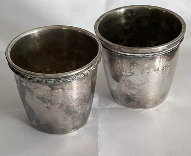 2 Vintage Silver Shot Glasses GAB 830 SWEDEN STOCKHOLM Guldsmeds 54.5 G