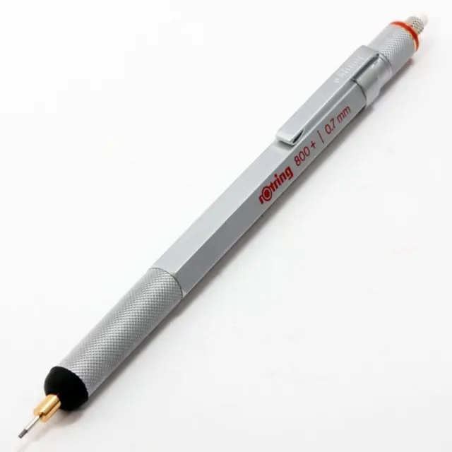 NOS rOtring 800+ 0.7mm silver mechanical drafting pencil with stylus, in box