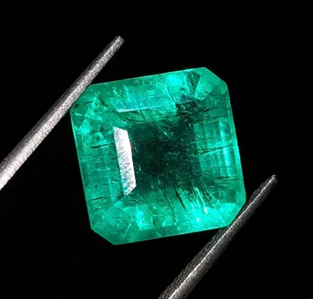 Lose Zertifiziert Edelstein 10.56 CT Natürlich Grün Smaragd Quadrat Schliff AAA+