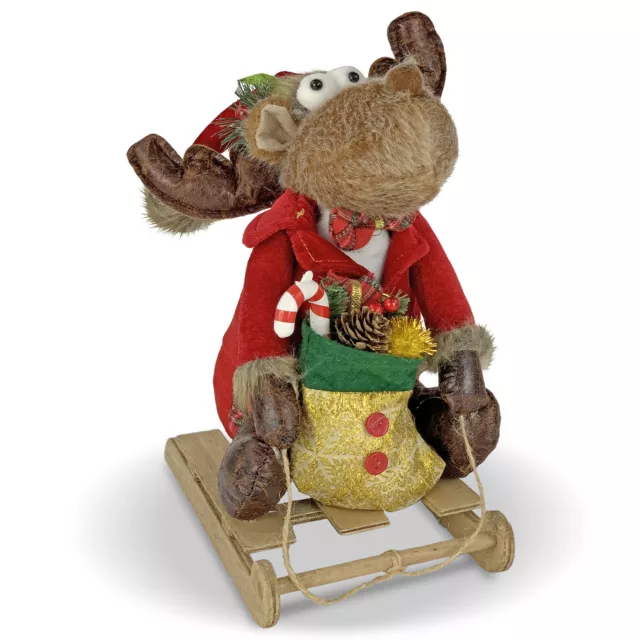 Decorazione natalizia Renna di Babbo Natale su slitta peluche Idea Regalo 5859