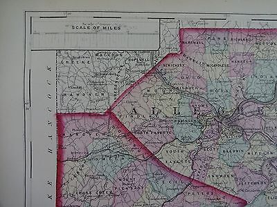 1872 Hand-Colored Map of PA/Counties of Allegheny, Washington & Greene 3