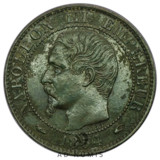 France 5 centimes 1854 A Main Napoléon III TTB+/SUP bronze monnaie française