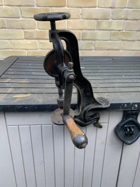vintage bradson hand cranked pilar drill Bench Mounted