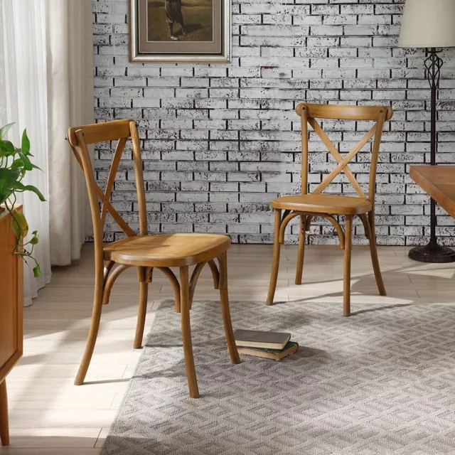 Mid Century Set of 4 Dining Chairs Cross Back Chair Banquet Chairs For Kitchen