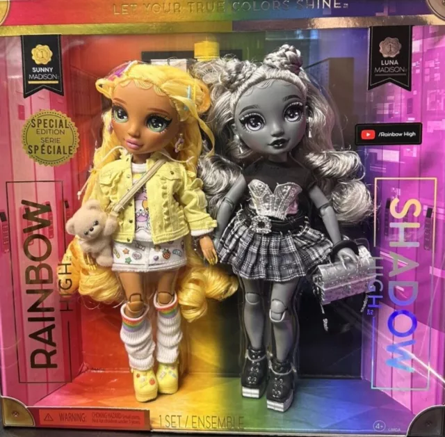 New Rainbow High Shadow High Madison Twins 2 Fashion Dolls Bundle SUNNY & LUNA