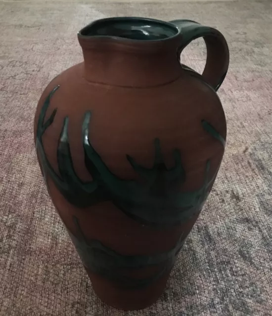 Jon Mehr Earthenware Red Clay 15 Inch Vase Pottery Tenmoku Style Signed Pc. 1994