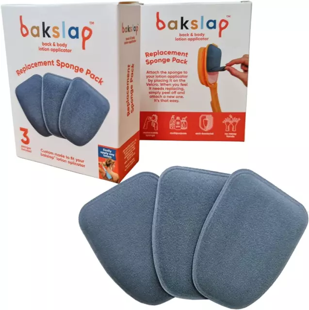 Bakslap Lotion Applicator Replacement Sponge Pads (3 Pack) - for Back Self Ap...