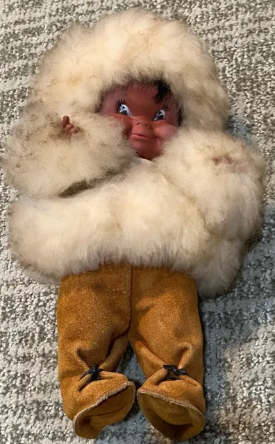 Vintage REGAL CANADA ESKIMO Baby Rubber Face Leather/Fur Clothes Doll