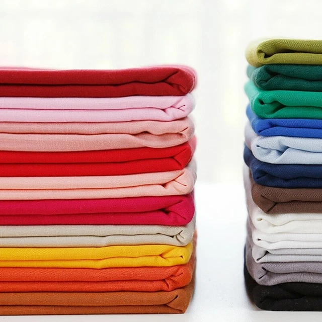 Lin Tissu Coton Uni Couleur pour DIY Robe Vêtements Tapisserie Matériel