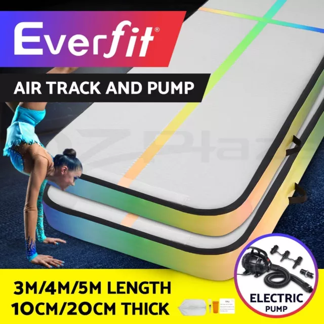Everfit 3/4/5M Air Track Mat Gymnastics Tumbling Exercise Inflatable Pump 4Model