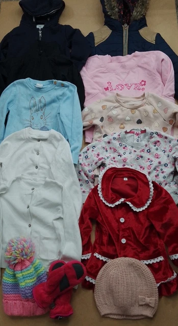 Pacchetto vestiti ragazza 2-3 anni cappotto felpa con cappuccio maglione cappello guanti felpa abito