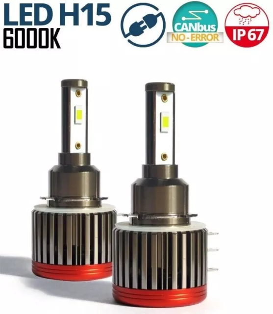 2x Lampade F2 H15 Led 1000l 72w 6000k Fari Senza Errori DRL Per Vw BMW Audi