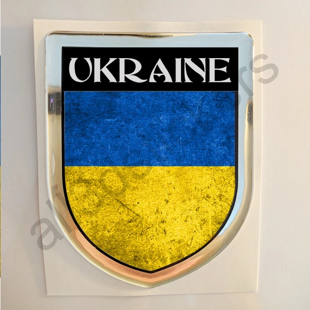Ucraina Adesivi Scudetto 3D Bandiera Sporco Resinato Adesivo Vinile Resinati