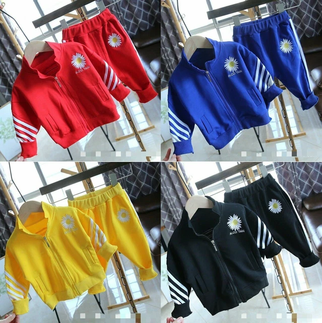 Kids Clothes Outfits Girls Boys Toddler Long Sleeve Top Bottom Summer Tracksuit