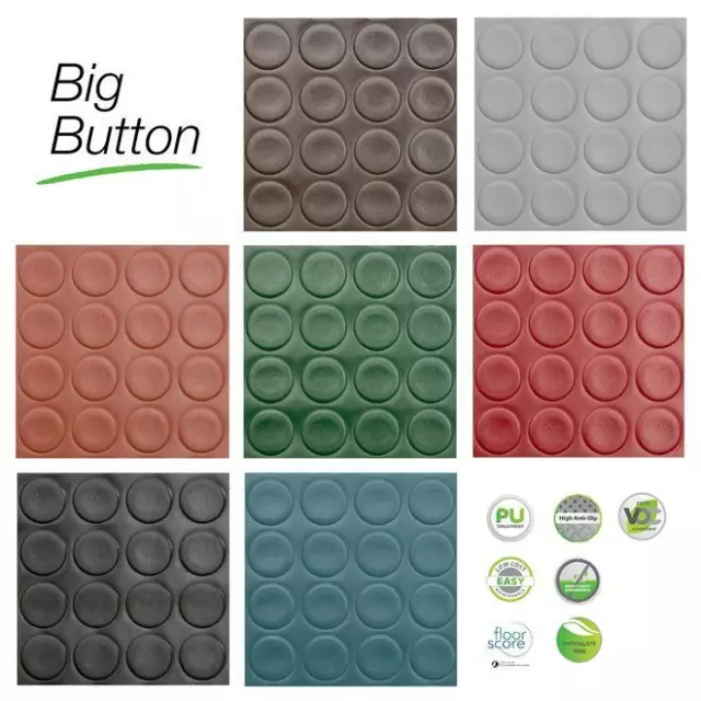 PVC Bodenbelag Big Button Gummimatte Noppenmatte Antiruschmatte Stärke: 2mm 2