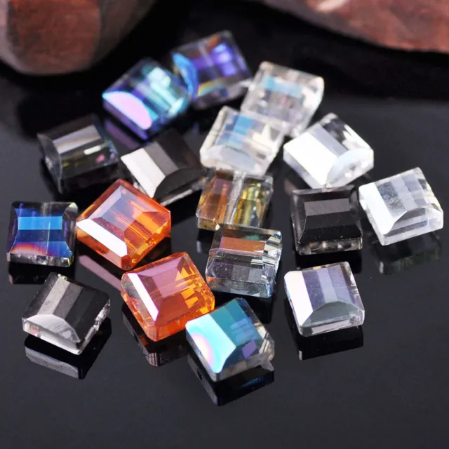 10 Stck 9mm Quadrat Facettiert Kristallglas Lose Perlen Schmuckherstellung DIY