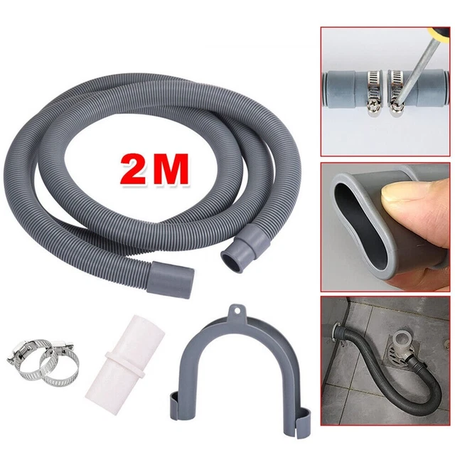 2M Universel Washing-Machine Vidange Tuyau Extension Sortie Tuyau Pince