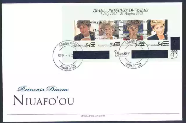 Niuafo'Ou 613m15th Gedenken Jubiläum Von Prinzessin Diana' Blatt FDC