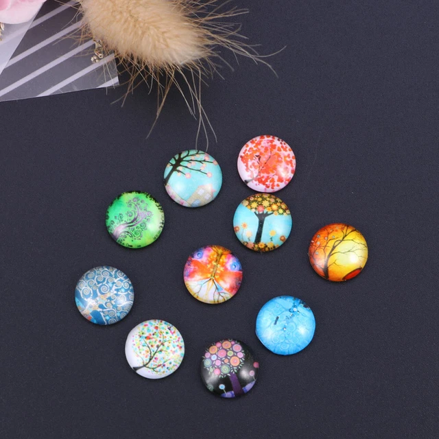 10 Pcs Dichroic Cabochons Round Glass Patch Cabochons Jewelry Making