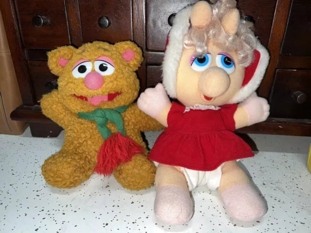 Jim Henson Muppet Babies Plush VTG 1987 Lot Miss Piggy Fozzie Bear Christmas
