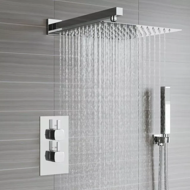 Thermostatic Concealed Twin Shower Mixer Valve | Thin Overhead 2 Way | 2 Outlets