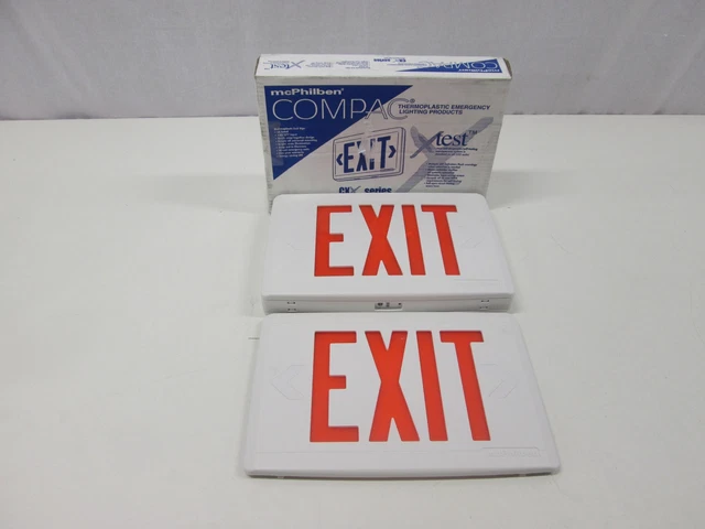 Pallet of 100 Day-Brite CXXL3RW White Commercial LED Exit Signs w Red Letters Wh