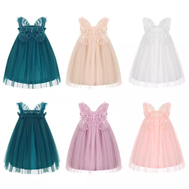 Kids Baby Girls Princess Mesh Dress Sleeveless Tutu Skirt Solid Party Costume