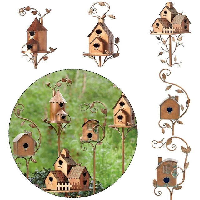 TOYANDONA Eisen-Vogelstatue 24x22cm - Rustikales Gartendekor Für Terrasse & Außenbereich