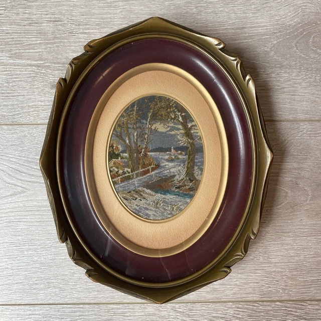FRAMED VTG WIEHLER HANDMADE GOBELIN 4 SEASONS - WINTER #2. Needlework