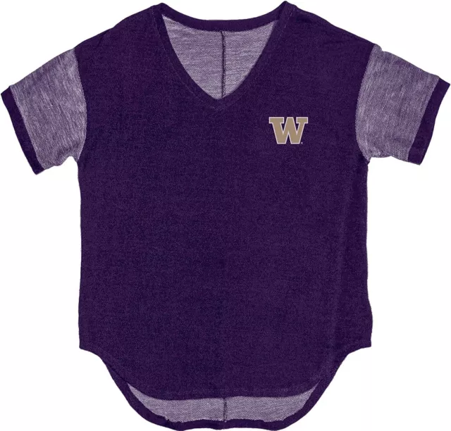 NEW Washington Huskies NCAA Basketball Football Terry V-Neck T-Shirt Women's L