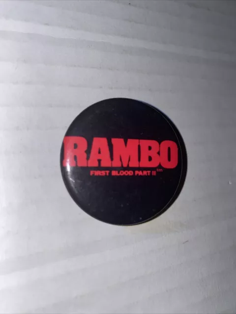 Vintage 80s Rambo First Blood Part II 2 Stallone Pin Pinback Button Promo