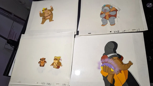EWOKS animation cels BACKGROUND production art  Vtg Star Wars Toys Figures I12