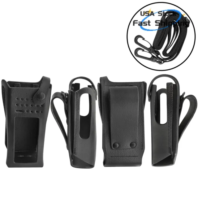 Black Hard Leather Carry Case Compatible with XPR7550 XPR7580 Handheld Radio