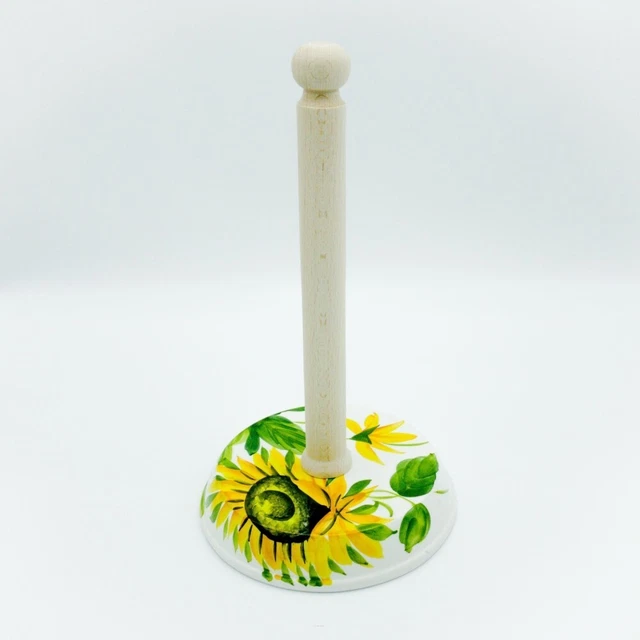 Bassano Cerámica Soporte Papel de Cocina 31CM Girasoles 2D Motivo Italia Nuevo