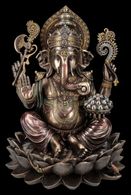 Ganesha Figur - Elefantenköpfiger Gott auf Lotus - Veronese Dekoration 30cm Deko