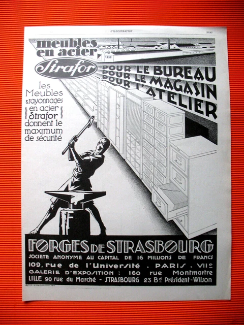 Strafor Press Advertisement Steel Furniture Forges Of Strasburg Ad 1926