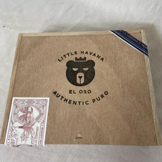 Cigar Box Little Havana El Oso PAPA Warped Empty Wooden Slide Lid Storage 