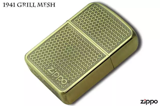 Zippo 1941 Replica Grill Mesh Logo Antique Brass Double Sided Etching Lighter 2