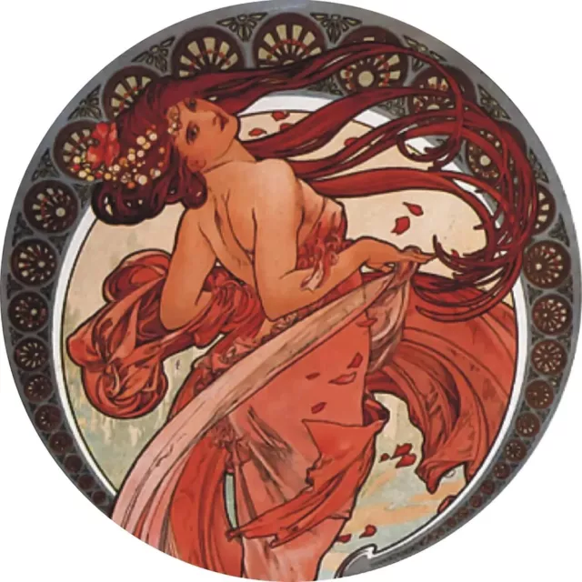 Jugendstil Alphonse Mucha Tanz Dame Rundgetränke Untersetzer Matte Auflage