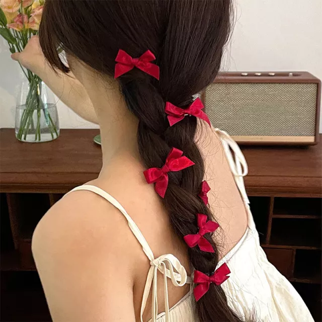 4PCS Bow Hairclips Girls Small Bow Barrettes Women Simple Headwear Clip Brai^:^