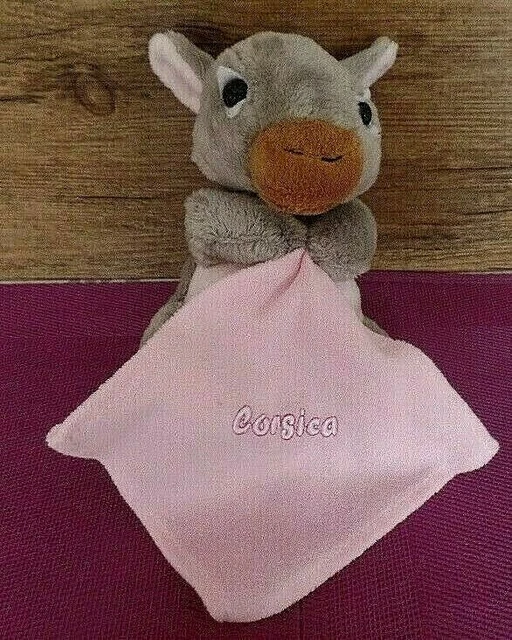 B16G / doudou peluche âne mouchoir rose CORSICA TEXTISUN
