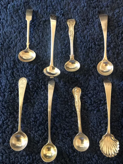 8 Solid Silver Salt Spoons