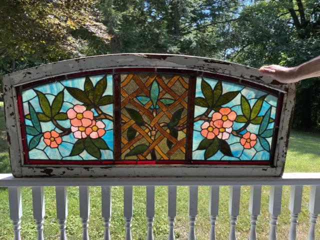 Victorian Leaded Stained Glass Transom Window