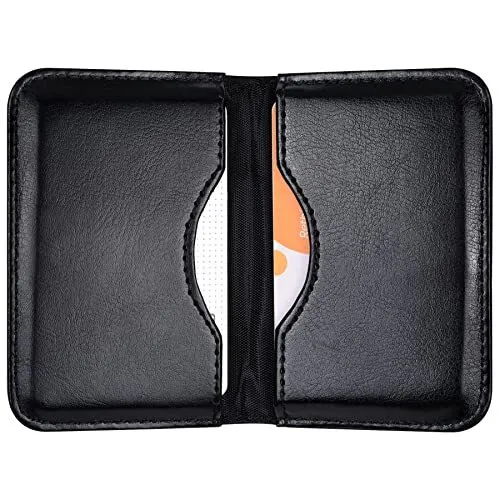 Wisdompro Business Card Holder, 2-Sided PU Leather Folio Pocket Slim Black