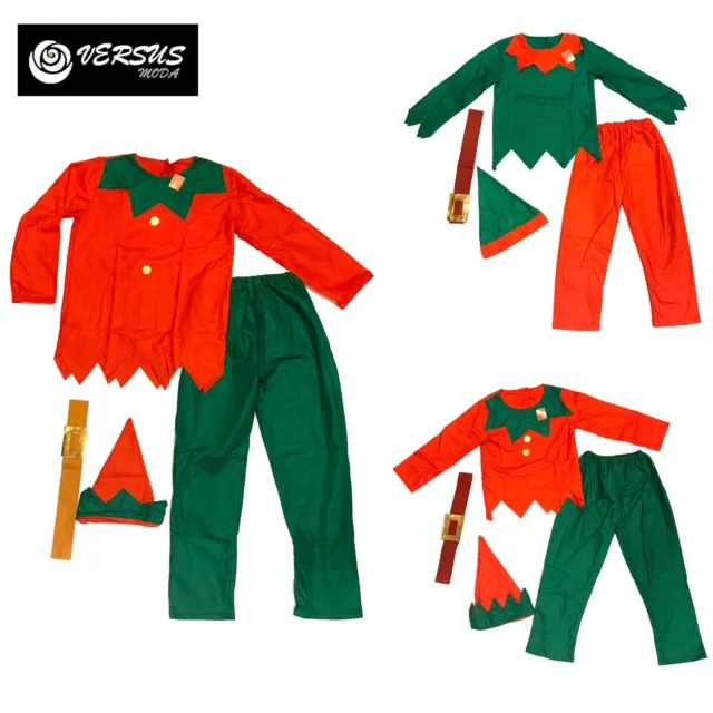 Vestito Costume Elfo Elfa Babbo Natale Bambini Adulti Cosplay Elf Suit ELF012 SD