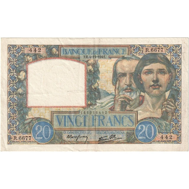 Billet De 20 Francs Français Science Et Travail Du 06/06/1940 (F.12.03) - État B+/TB