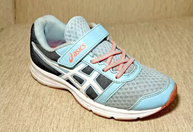 Asics Patriot 9 PS Light Blue/Black Mesh Childrens Running Trainers US2 UK1.5
