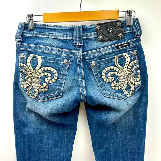 Miss Me Jeans Women Size 26 Skinny Rhinestone Pockets Denim Blue Jeans